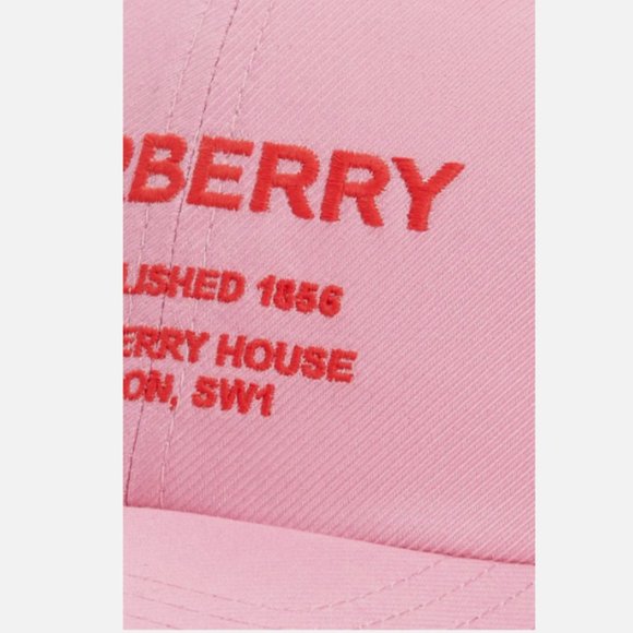 BURBERRY HORSEFERRY LOGO EMBROIDERED BASEBALL PRIMROSE PINK CAP HAT S - Picture 4 of 6
